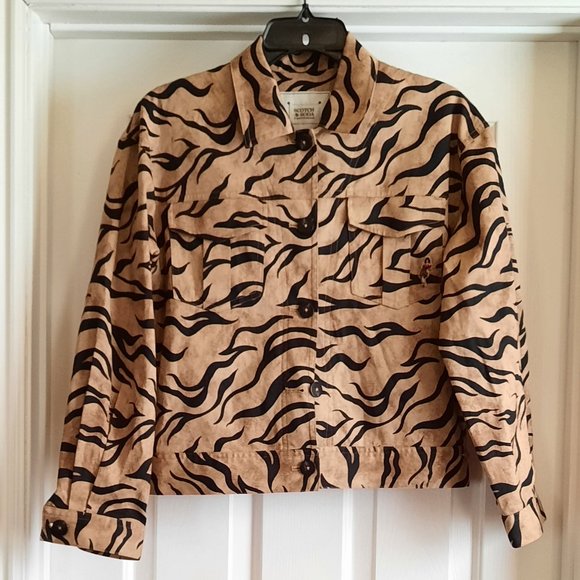 Scotch & Soda Brown/black Blend Tiger-Print Button-up Jacket Kids Size 1… - Picture 3 of 10